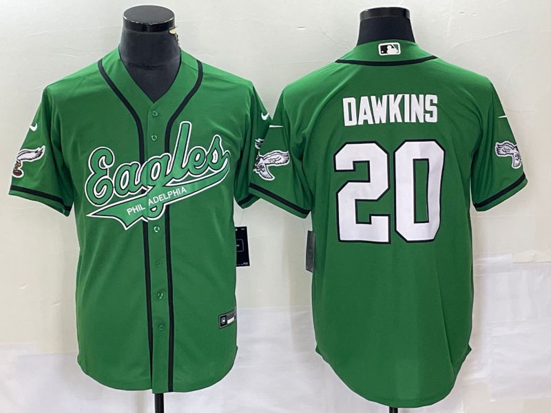 Men Philadelphia Eagles #20 Dawkins Green Co Branding Game NFL Jersey style 4